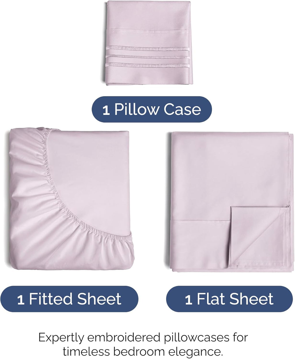 Skiennix Twin Size 3-Piece Sheet Set - Comfy Cooling Bed Sheets - Luxury Hotel Quality - Deep Pockets, Soft, Wrinkle-Free - Light Lavender