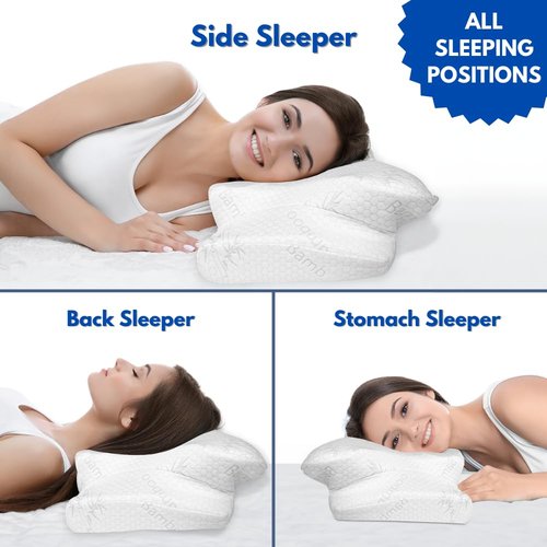 Bamboo Rayon Cervical Neck Pillow for Neck Pain Relief - Memory Foam Ergonomic Pillow for Sleeping, Adjustable Orthopedic Contour Neck & Shoulder Support Cooling Pillow - Back and Side Sleepers