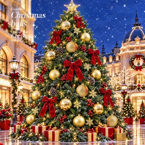 Jenaai Gold Christmas Ball Ornaments Set 8 Inch - 12 Large Shatterproof Holiday Decor
