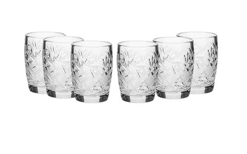 Neman SET of 6 Russian CUT Crystal Shot Sherry Glasses on a Long Stem 1.7oz (50 ml)