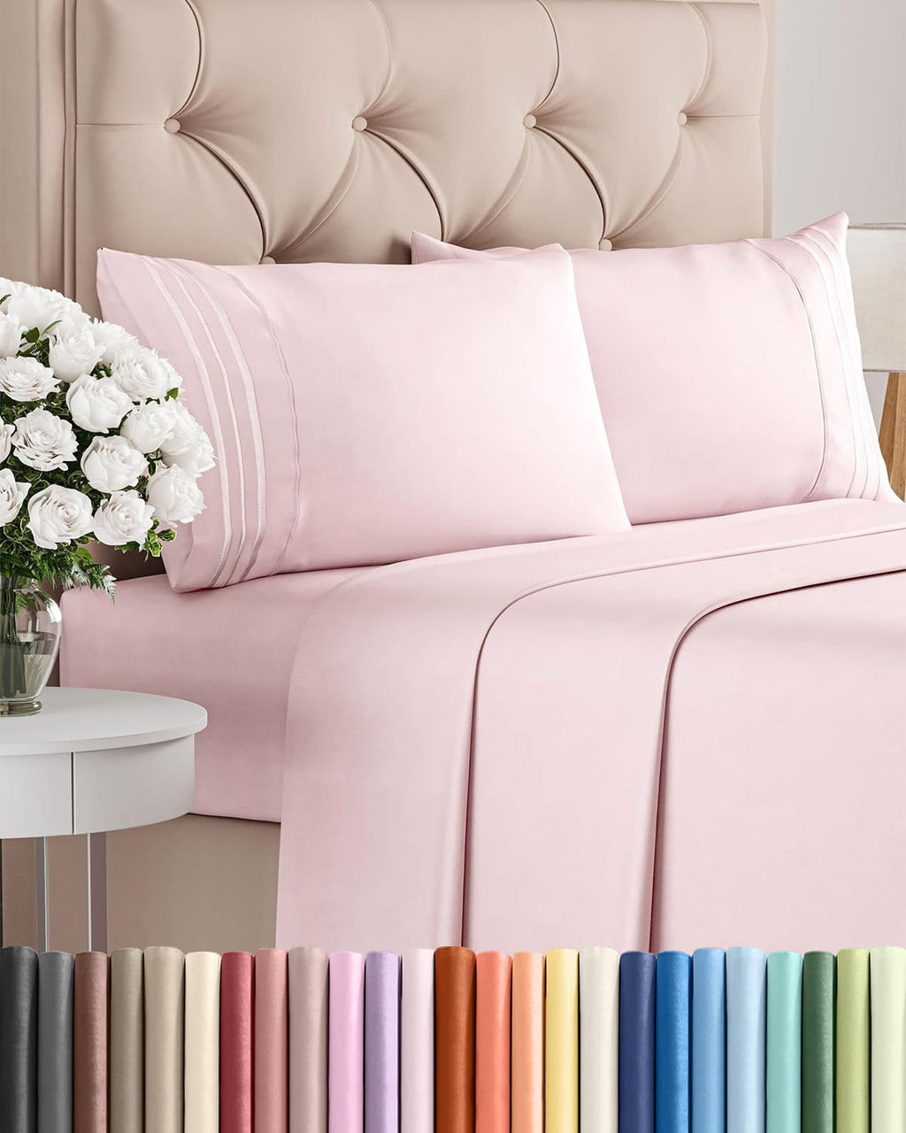 Skiennix Full Size 4-Piece Sheet Set - Comfy, Breathable & Cooling Bed Sheets - Luxury Lavender Pink, Deep Pockets, Soft & Wrinkle-Free