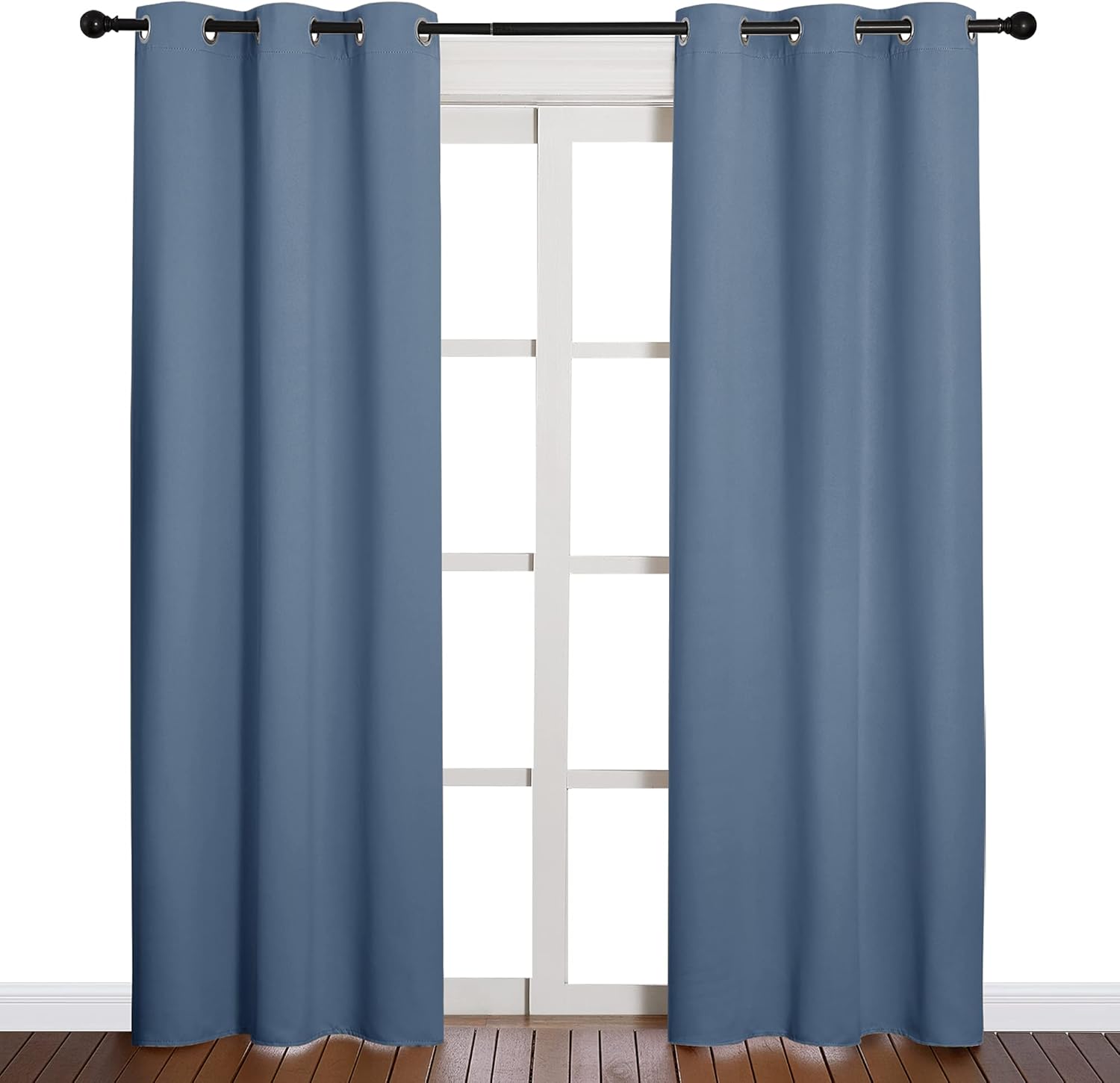 NICETOWN Triple Weave Blackout Window Curtains - Thermal Insulated, Stone Blue, 42"x84" Double Panels