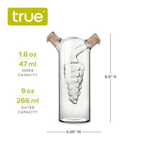 True Napa Olive Oil and Vinegar Cruet with Cork Stopper, Perfect for Housewarming, Picnic, Dinner, BBQ, Outdoor Party, Salad Bar Accessories, Home Essentials, Set of 1