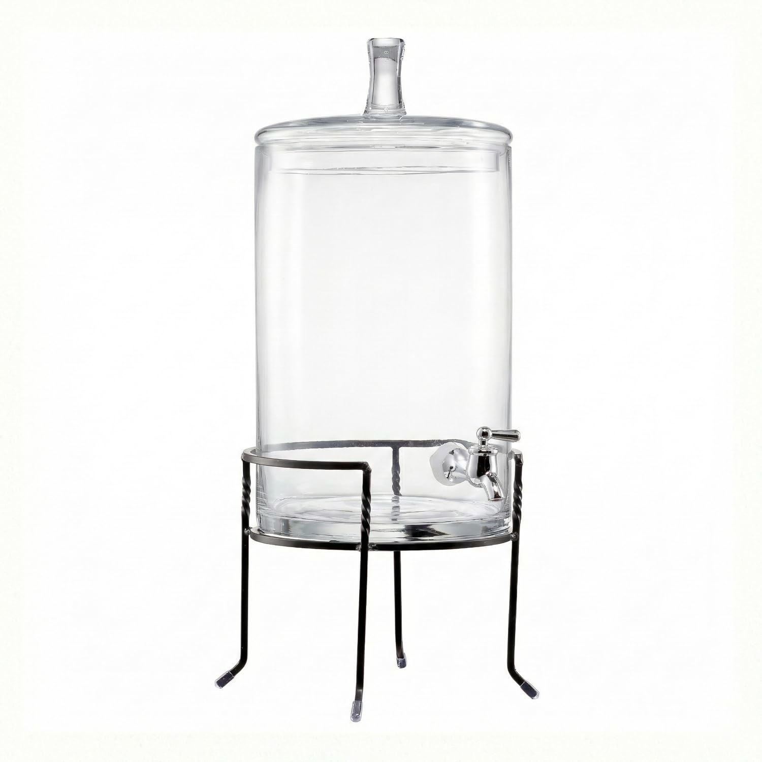 Style Setter Beverage Dispenser with Stand - 2.5 Gallon Large Countertop Glass Drink Dispenser w/Spigot & Lid - Party Drink Dispenser for Sweet Tea Lemonade Punch Water, Juice Dispensers for Parties