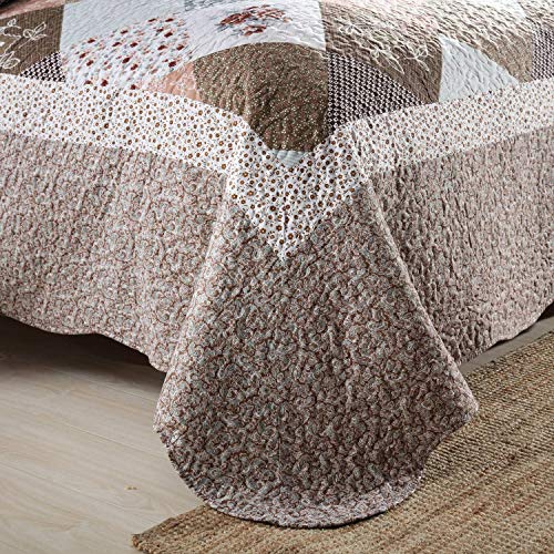 HoneiLife Floral King Quilt Set - 3 Piece Reversible Microfiber Bedspread