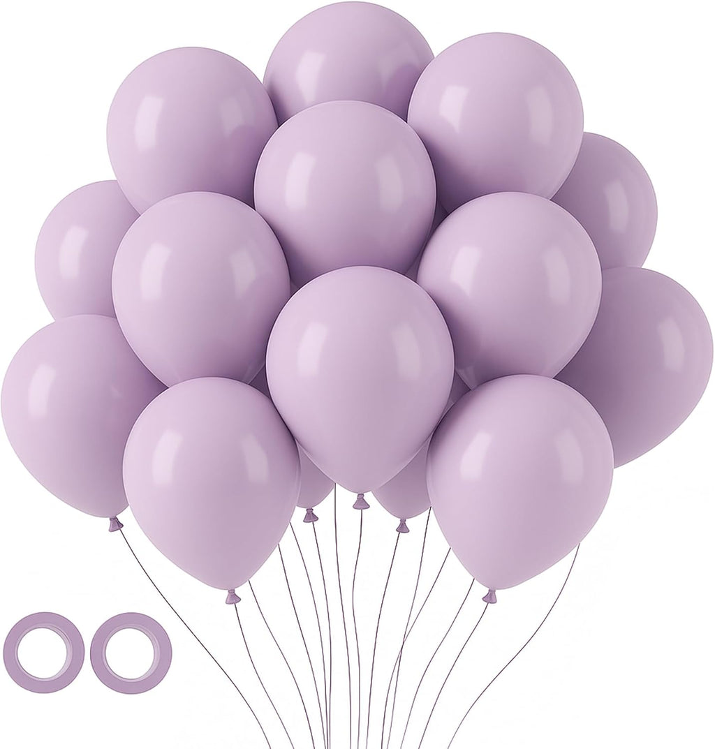 Voircoloria 105pcs Lilac Purple Balloons - 12 Inch Latex Party Balloons for Birthdays & Celebrations