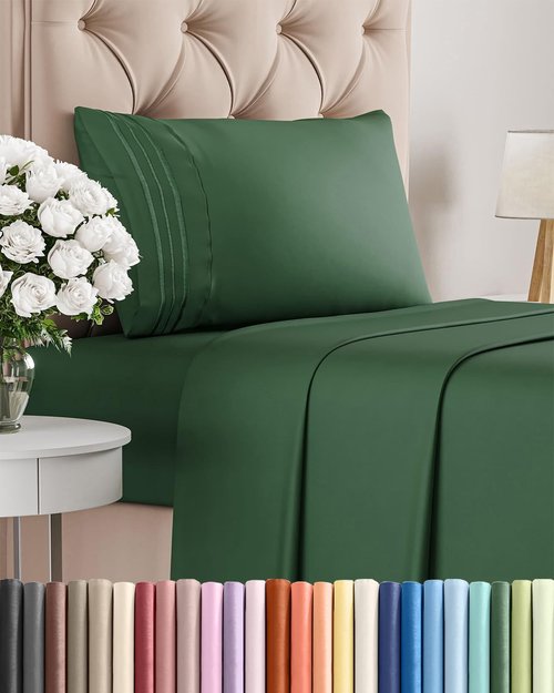 Comfy Twin Size 3 Piece Sheet Set by [Brand Name] - Breathable Cooling Bed Sheets | Luxury Hotel Quality - Deep Pockets, Soft & Wrinkle-Free - Emerald Green