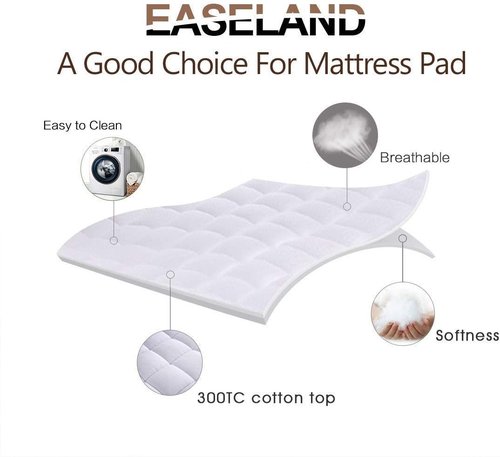 EASELAND Queen Size Mattress Pad - Quilted Pillow Top Protector with Deep Pockets (60x80 inch, White)