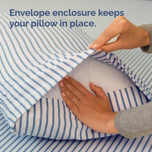 King Standard Pillow Cases - Ultra-Soft Hotel Quality Covers | Fade-Free & Wrinkle Resistant - Set of 2 - Blue Stripes
