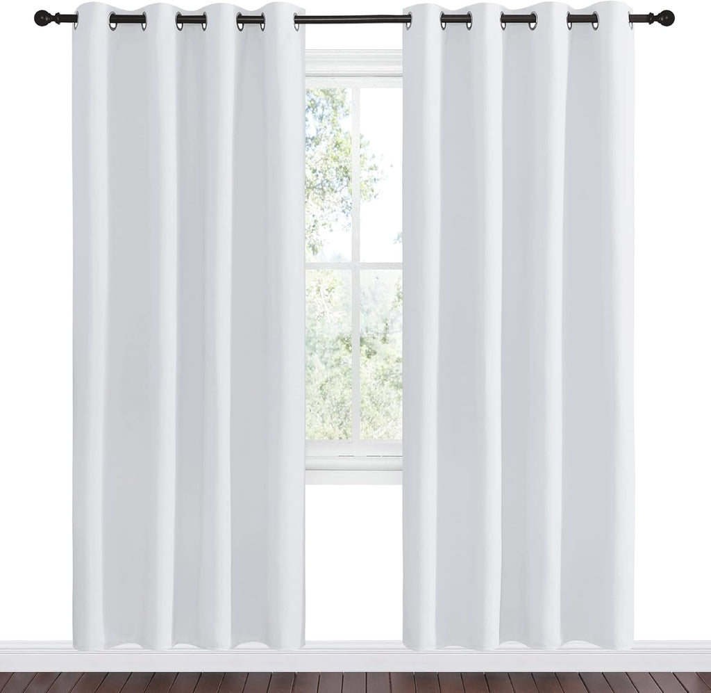 NICETOWN Room Darkening Curtains - Easy Care Thermal Insulated Grommet Drapes (2 Panels, 55" x 78", Greyish White)