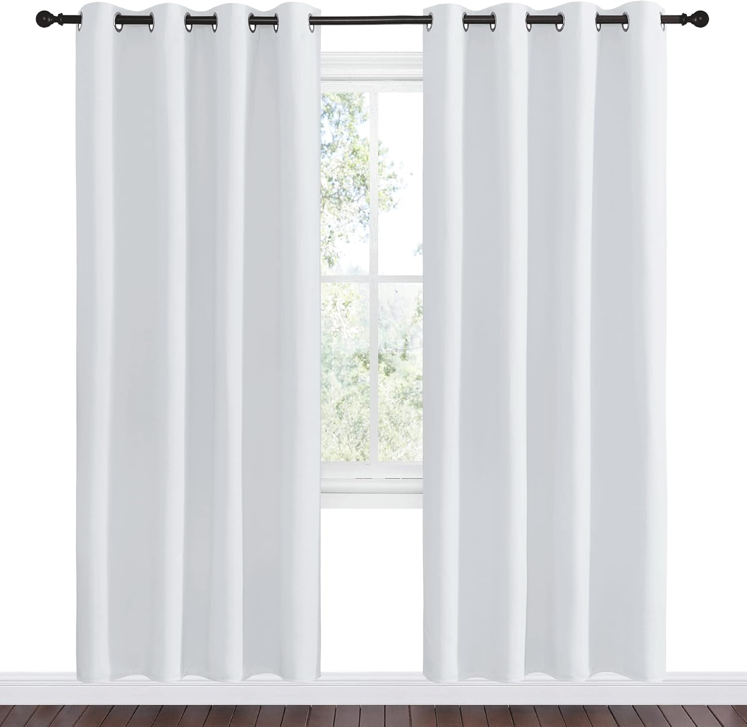 NICETOWN Room Darkening Curtains - Easy Care Thermal Insulated Grommet Drapes (2 Panels, 55" x 78", Greyish White)