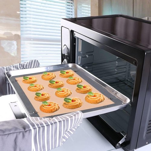 CANDeal Silicone Fiber Baking Mat - Non-Stick, Leakproof Oven Liner with Snap Corners | 16.5x11.6 Inch