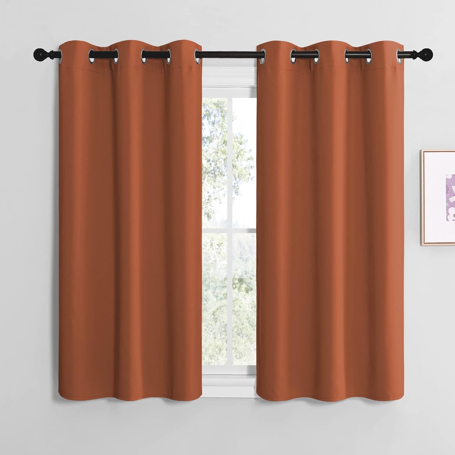 NICETOWN Blackout Curtains - Burnt Orange Thermal Insulated Drapes for Bedroom | 48" Long, 42" Wide (1 Pair)