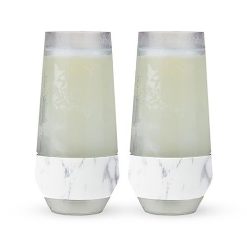 Host Champagne Freeze Stemless Chilling Wine Glasses, 9oz Set of 2, Freezer Cooling Cups, Insulated Flute Gifts for Women, For Mimosas, Prosecco and Bubbly, Marble
