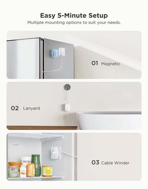 GoveeLife WiFi Refrigerator Thermometer with Alarm, Wireless Digital Freezer Temperature Gauge with App Control, 2 Years Free Data Export, for Home Kitchen Fridge Hot Tub(Only Support 2.4G Wi-Fi)