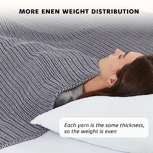 Knitted Weighted Blanket 60"x80" 15lbs for Adults - Breathable & Machine Washable