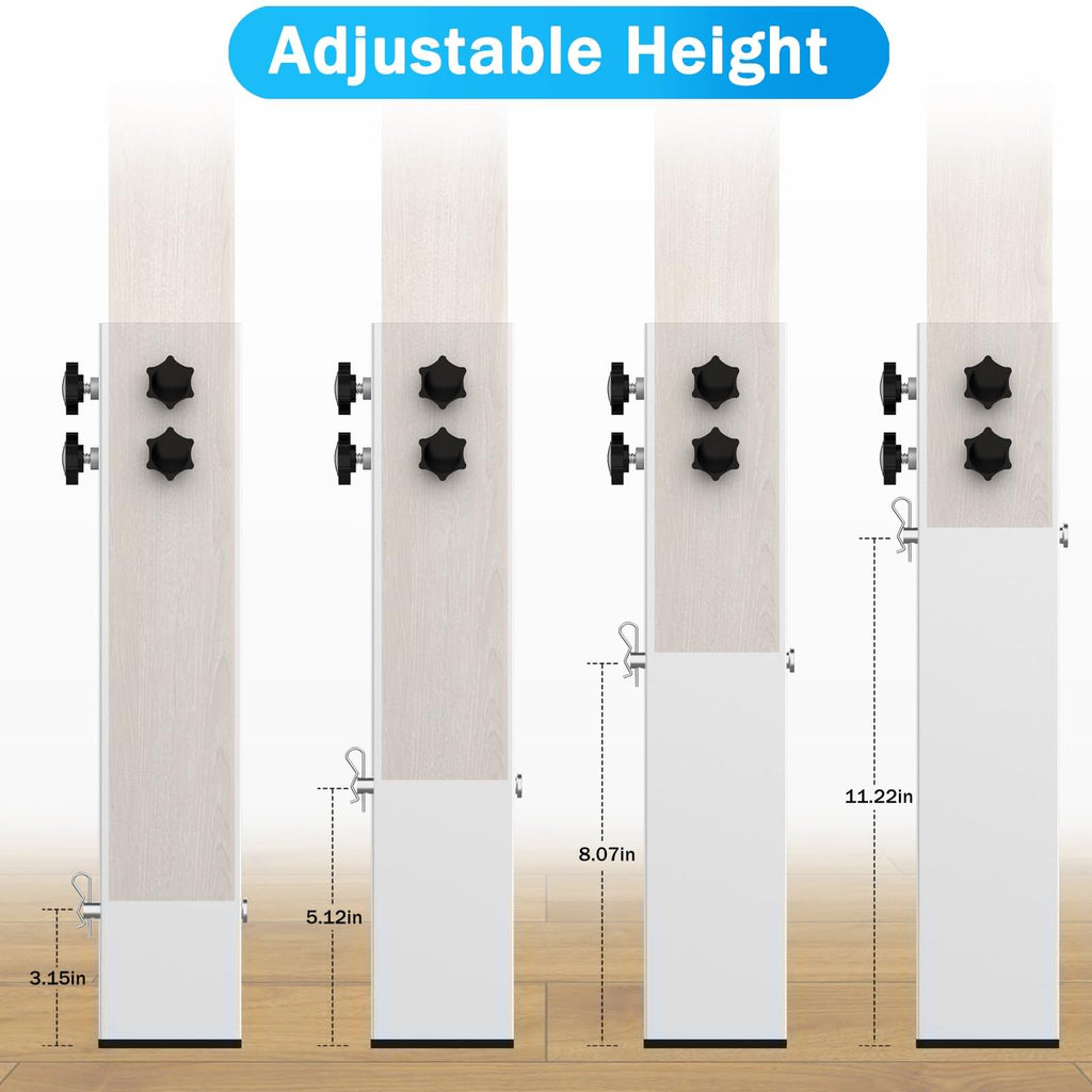FOROIRON 2025 Up-Grade 4 Pack Carbon Steel Dorm Bed Riser 2.39" Diameter Metal Bed Riser Tall Bed Riser for Dorm Wooden Bed Frame Table Adjust Height 3.2", 5.1", 8.1",11.2" (for Bed Leg 1.5-2.3")