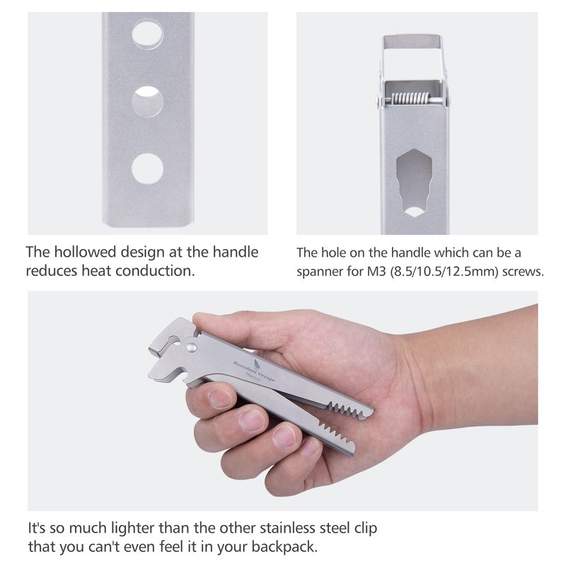Boundless Voyage Titanium Hot Plate Gripper Bowl Dish Clips Tongs Clamp Tongs For Moving Anti-Scalding Non-Slip Holder Multifunctional Kitchen Tool Ti1015T
