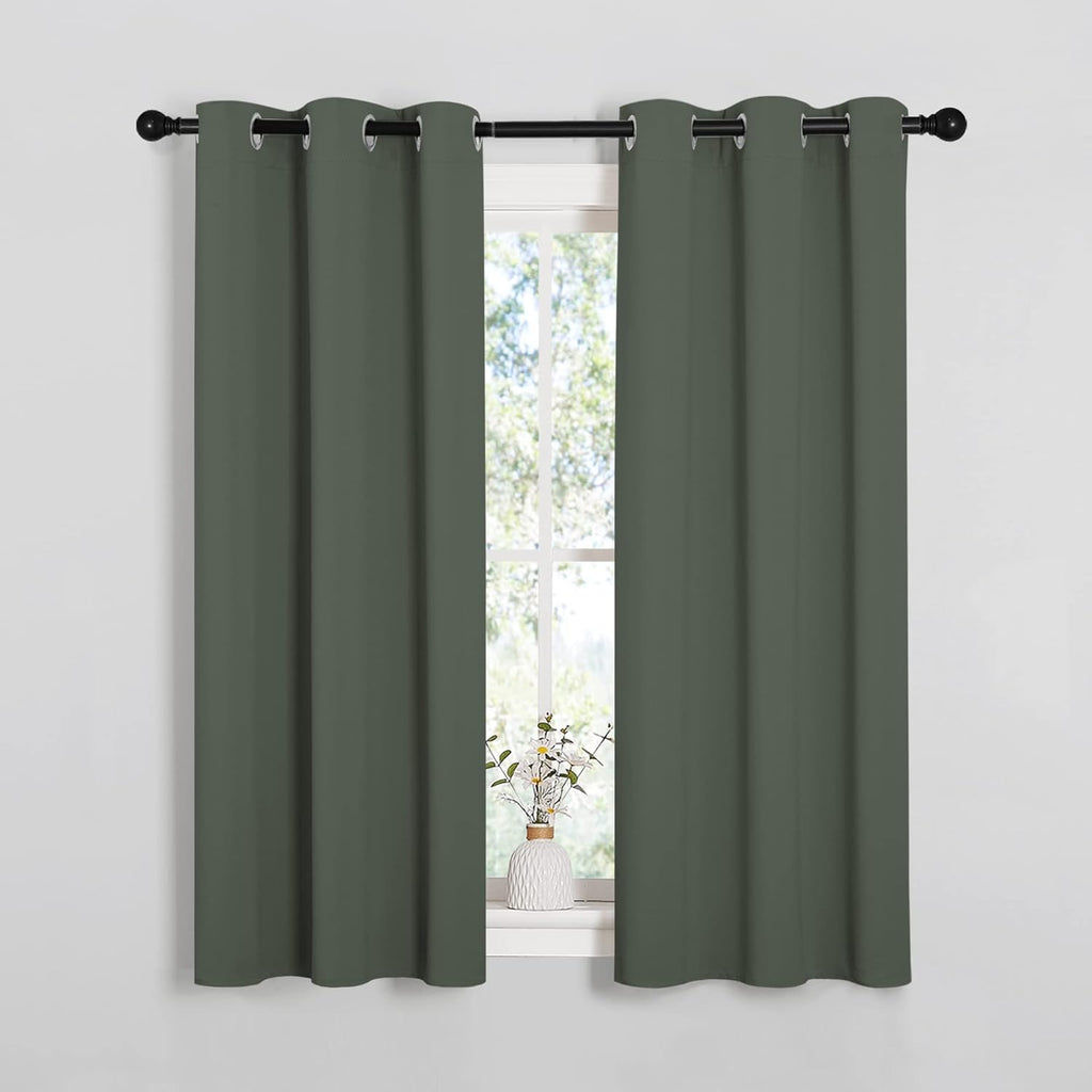 NICETOWN Blackout Draperies - Thermal Insulated Grommet Curtains for Kids Room | Dark Mallard, Set of 2 (34x54)