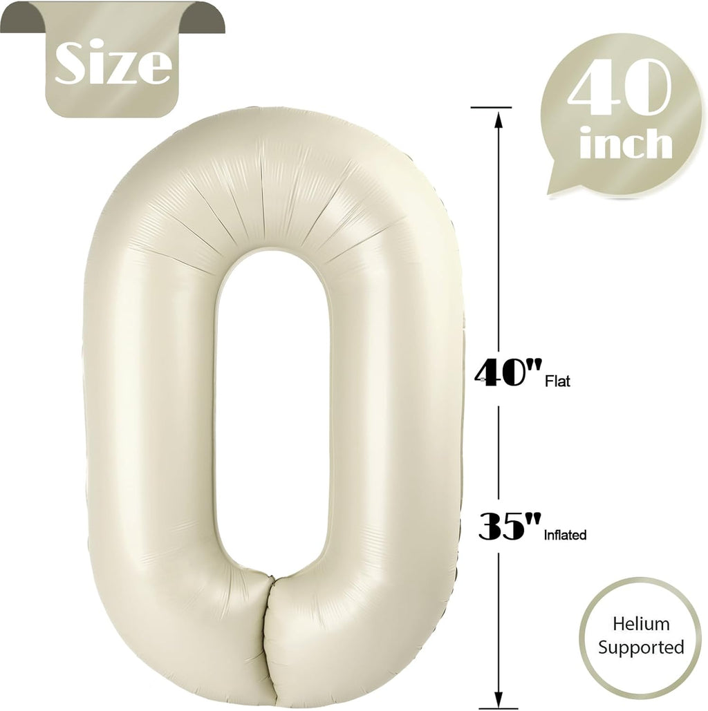 Number Balloons 40 Inch - Cream 0 Birthday Decorations | Perfect Party Supplies for Any Celebration
