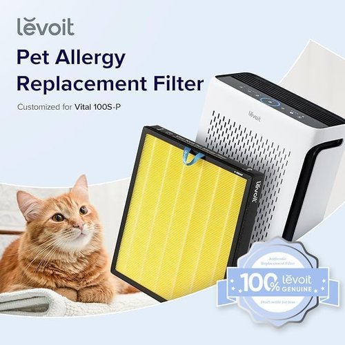LEVOIT Vital 100S-P Air Purifier Filter - HEPA & Activated Carbon for Pet Allergies | 1 Pack, Yellow