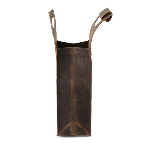 KomalC Handcrafted Leather Wine Tote Bag – Single Bottle Wine Carrier, Vintage Buffalo Leather Wine Case (16 inch) – Elegant Bag for Champagne & Beer – Perfect for Weddings, Birthdays & Holidays