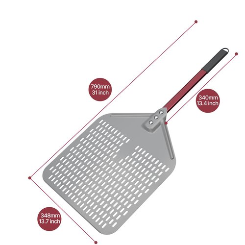 crosson 14”×18“ Perforated Pizza Peel, Pizza Spatula Paddle, Lightweight Pizza Turning Peel with 16“ Long Handle, Pizza Oven Accessories, Pizza Tools, Rectangle Pizza Turner