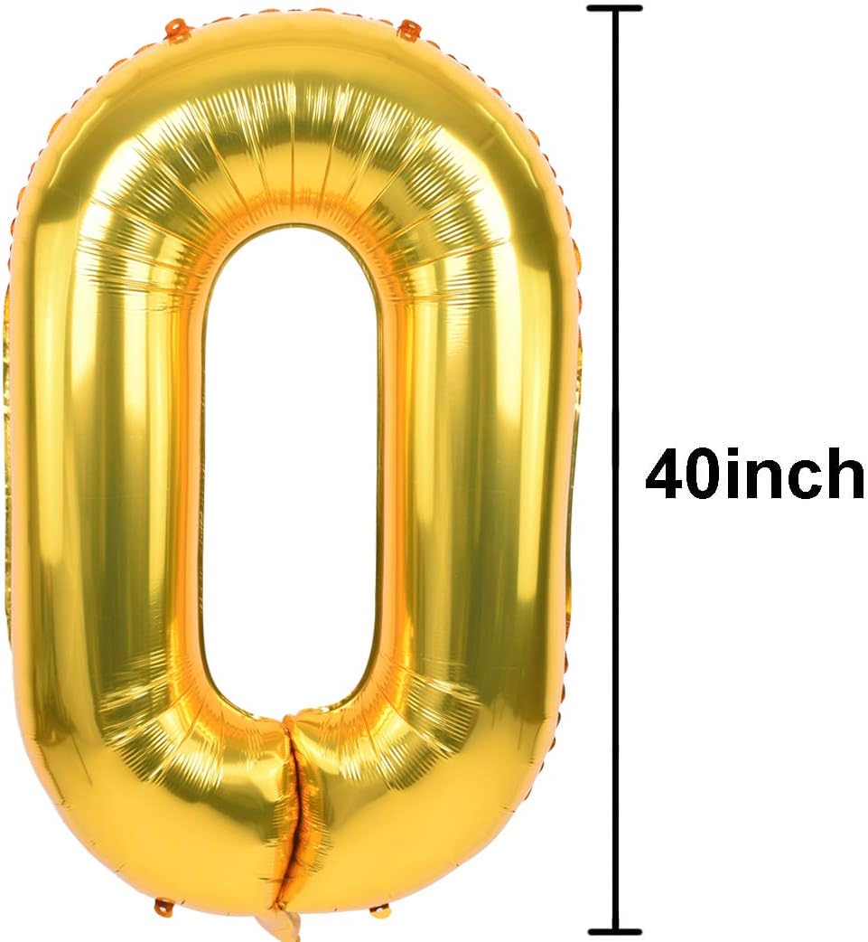 TONIFUL 40 Inch Gold Number Balloons 0-9 | Foil Mylar for Graduation, Weddings & Birthdays