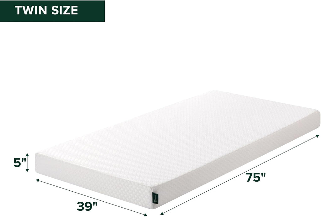 Zinus 5 Inch Twin Memory Foam Mattress - Cooling Comfort, Medium Feel, Fiberglass Free, Certified Safe