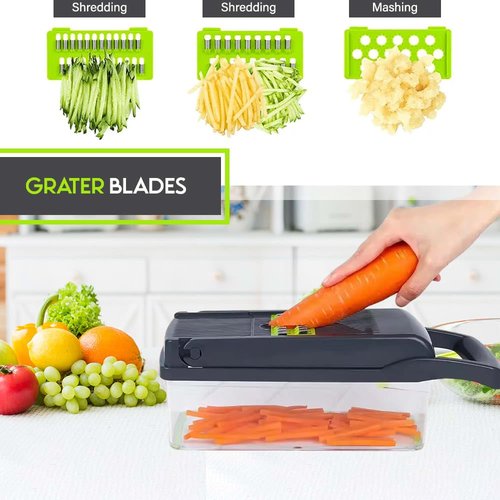 Multi Functional Vegetable Slicer, 13 in One Vegetable Chopper, Ideal for Slicing Onion, Potato, Works excellently as Dicer, Cutter or Slicer, The Perfect Veggie Pro Chopper