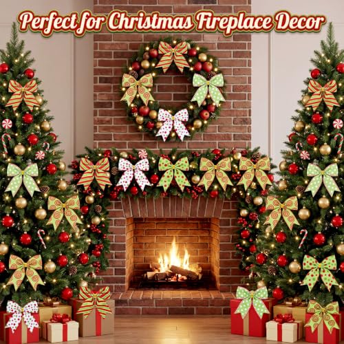 Thiccywoov 30 Pcs Polka Dot Christmas Bows 6 Inch - Red Green White Set (Polka Dot)