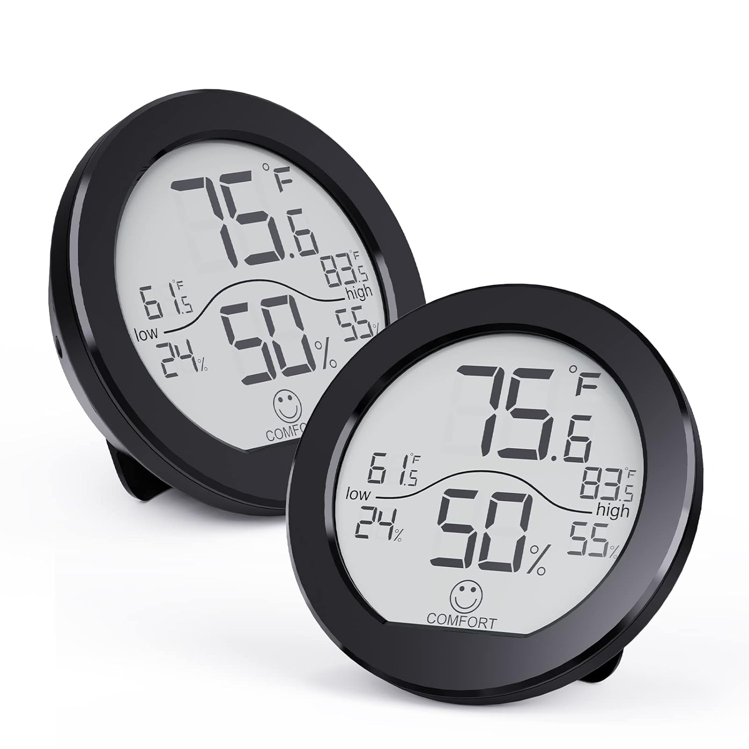 SECRUI Hygrometer Thermometer - Accurate Indoor Humidity & Temperature Meter | Black, 2 Pack