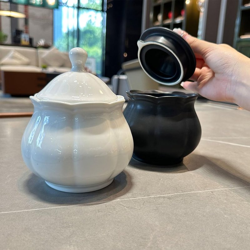 WAIT FLY Vintage Embossed Ceramic Creamer and Sugar Bowl Set, Cream Pitcher, Sugar Bowl with Lid, Coffee Serving Set-White-Creamer Bowl Set