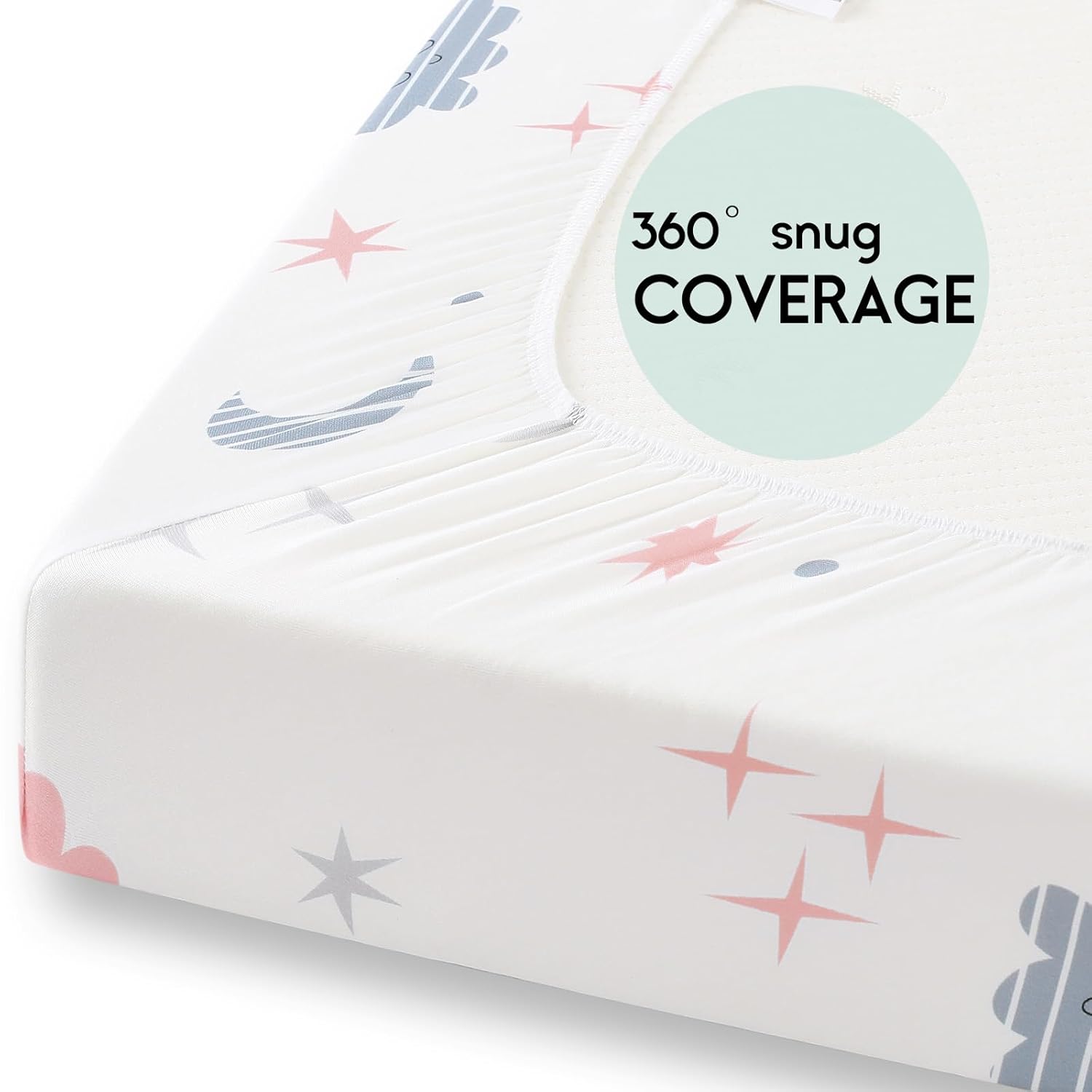 Yoofoss Fitted Pack and Play Sheets - Soft, Breathable Mini Crib Sheets 2-Pack in Cloud Color