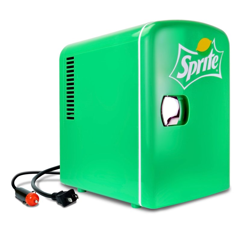 Koolatron Sprite Mini Fridge - 6 Can Refrigerator for Bedroom Office, Portable Table Top Beverage Cooler, 12V 110V Refrigerador For Drinks, Soda, Wines, Use In Car, Dorm, Outdoor, Patio