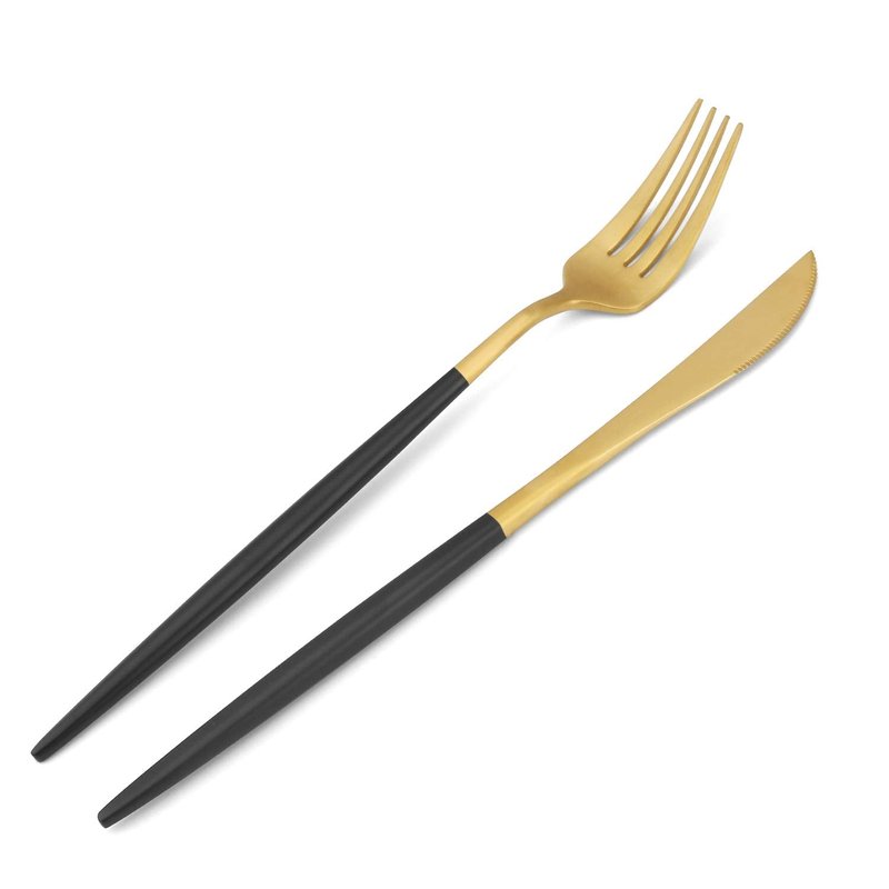 Matte Gold Silverware Set with black handle, Bysta 20-Piece Stainless Steel Flatware Set, Kitchen Utensil Set Service for 4, Tableware Cutlery Set for Home and Restaurant, Dishwasher Safe