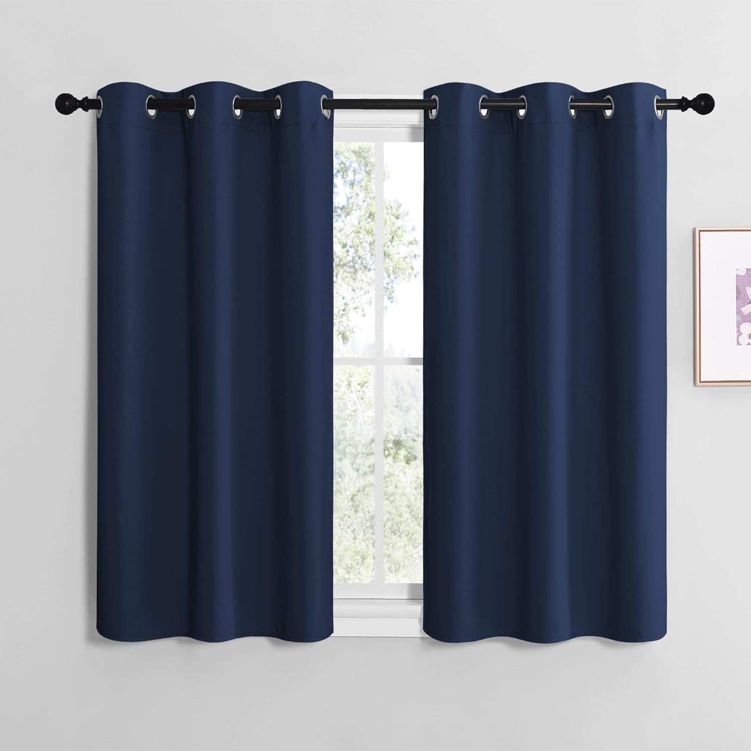 NICETOWN Blackout Curtain Panels - Thermal Insulated Grommet Top Drapes, Navy, 29" x 36" (2 Panels)