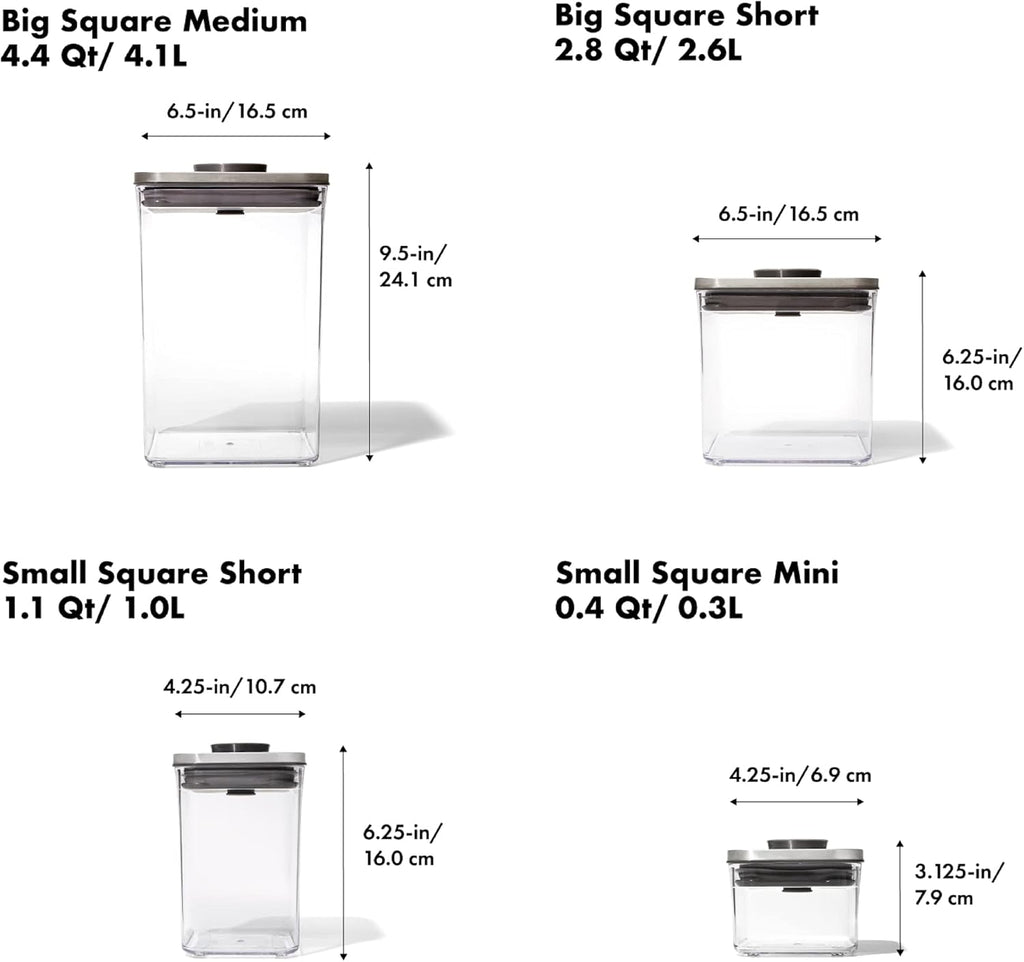 OXO SteeL 12-Piece POP Container Set - Airtight Food Storage Solution for Freshness
