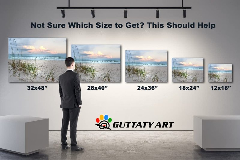 GUTTATY Beach Canvas Wall Art, Ocean Pictures Coastal Art Painting for Living Room Wall Decoration, Sea Poster Seascape Art Framed Canvas Print for Room Home Office Wall Decor (18x24 Inches)