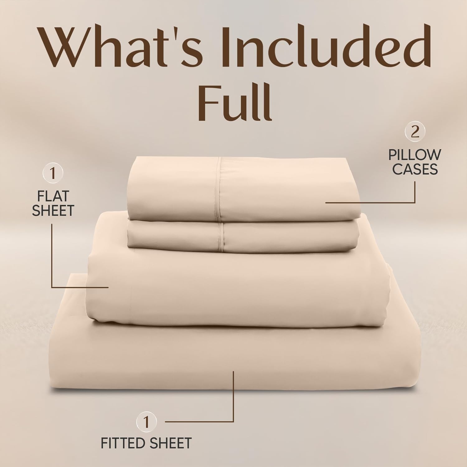 Utopia Bedding Full Sheet Set - 4-Piece Soft Microfiber Bed Sheets for Full Size Bed | Beige