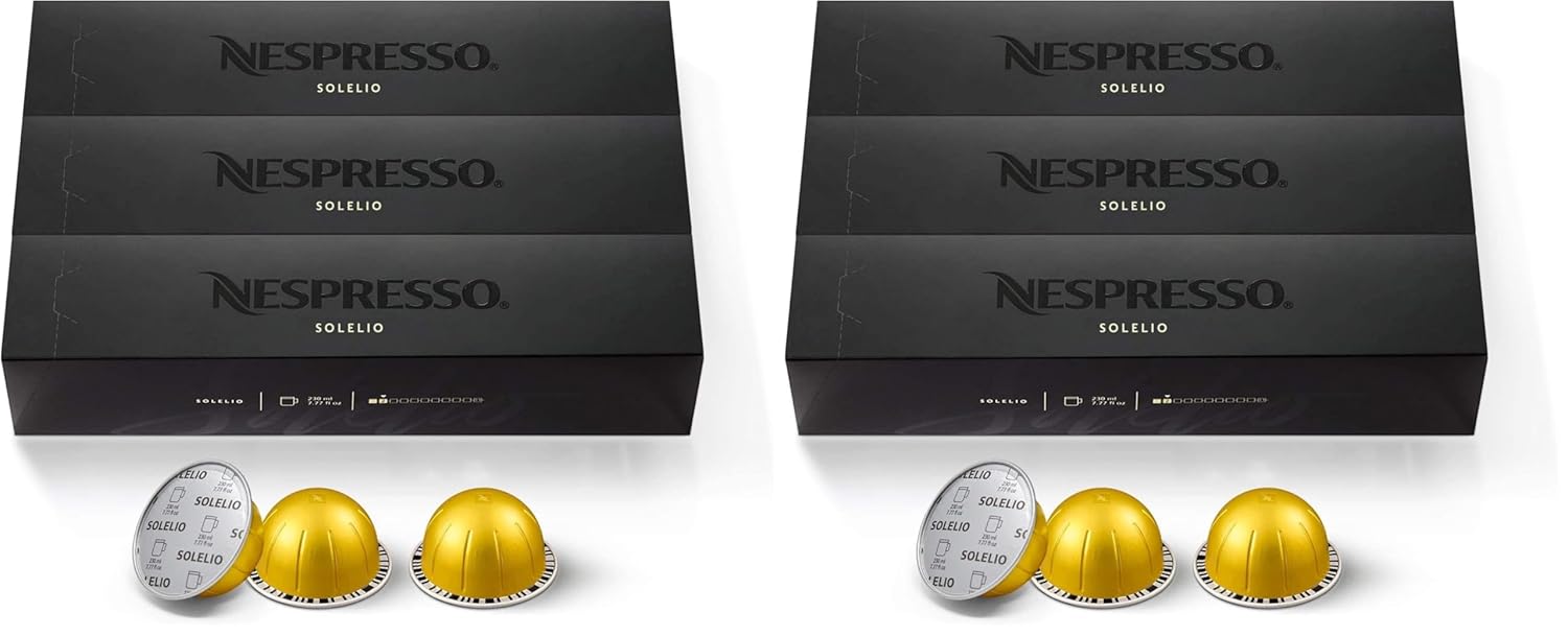 Nespresso Vertuo Capsules - Solelio Mild Roast Coffee Pods | 30-Count, 7.8 oz Brews (Pack of 2)