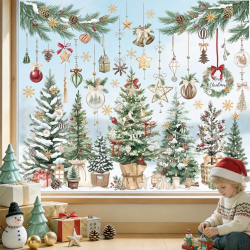 Wondever Christmas Window Clings Decals Static Cling Boho 9 Sheets 20x30cm