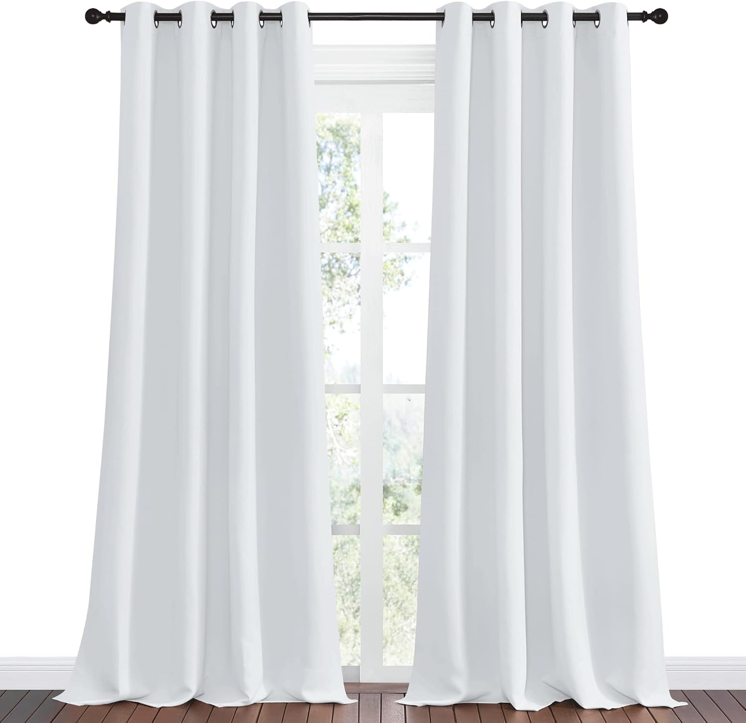 NICETOWN Room Darkening Curtain Panels - Thermal Insulated 55" W x 108" H - Greyish White for Bedroom/Nursery