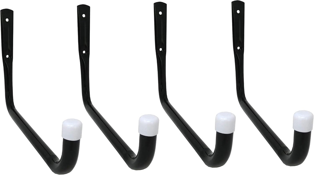 Shepherd Hardware Heavy Duty Steel 10-Inch Garage Utility Hooks - 4 Pack, Black Finish