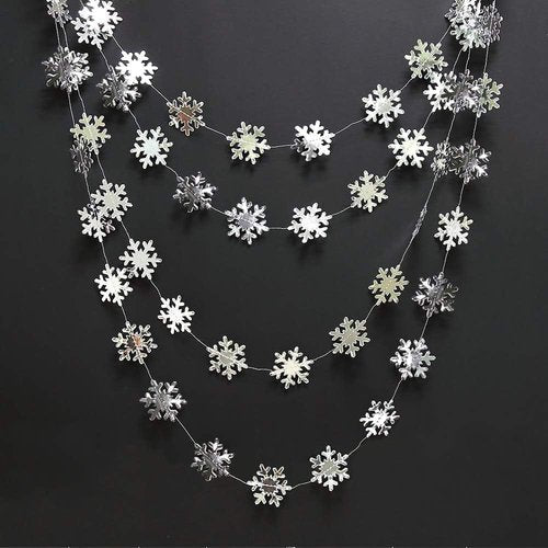 Cheerland Silver Snowflakes Garland - Winter Wonderland Decorations for Holiday Events & Parties