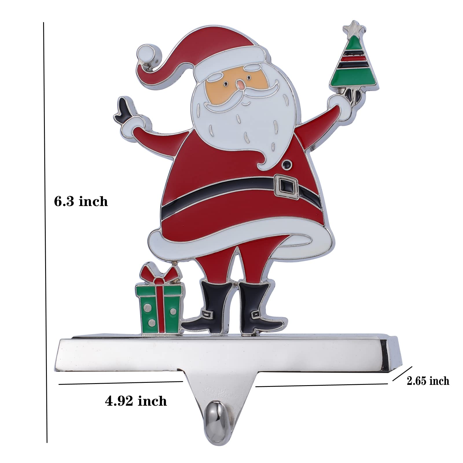 Set of 4 Christmas Stocking Hangers for Mantel，Christmas Tree Reindeer Santa Snowman Stocking Holders for Fireplace-Stocking Hangers for Mantel Xmas Tree Mantel Hooks Hanger (Multi-color 4-Pack)