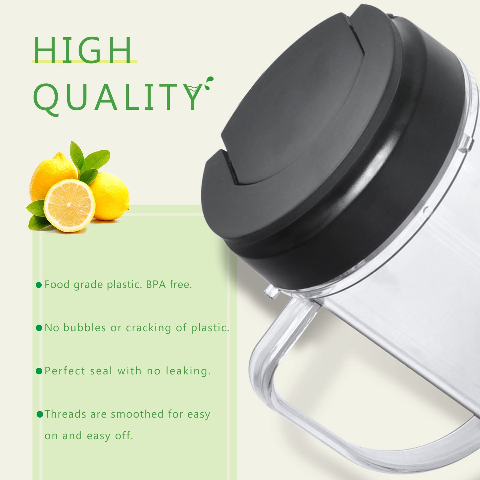 2 Packs Replacement for Magic Bullet Blender Cups, Tall 22oz Cup w/Flip-Top To-Go Lid, Blender Replacement Parts, Mug with Handle Compatible with Magic Bullet 250w MB1001