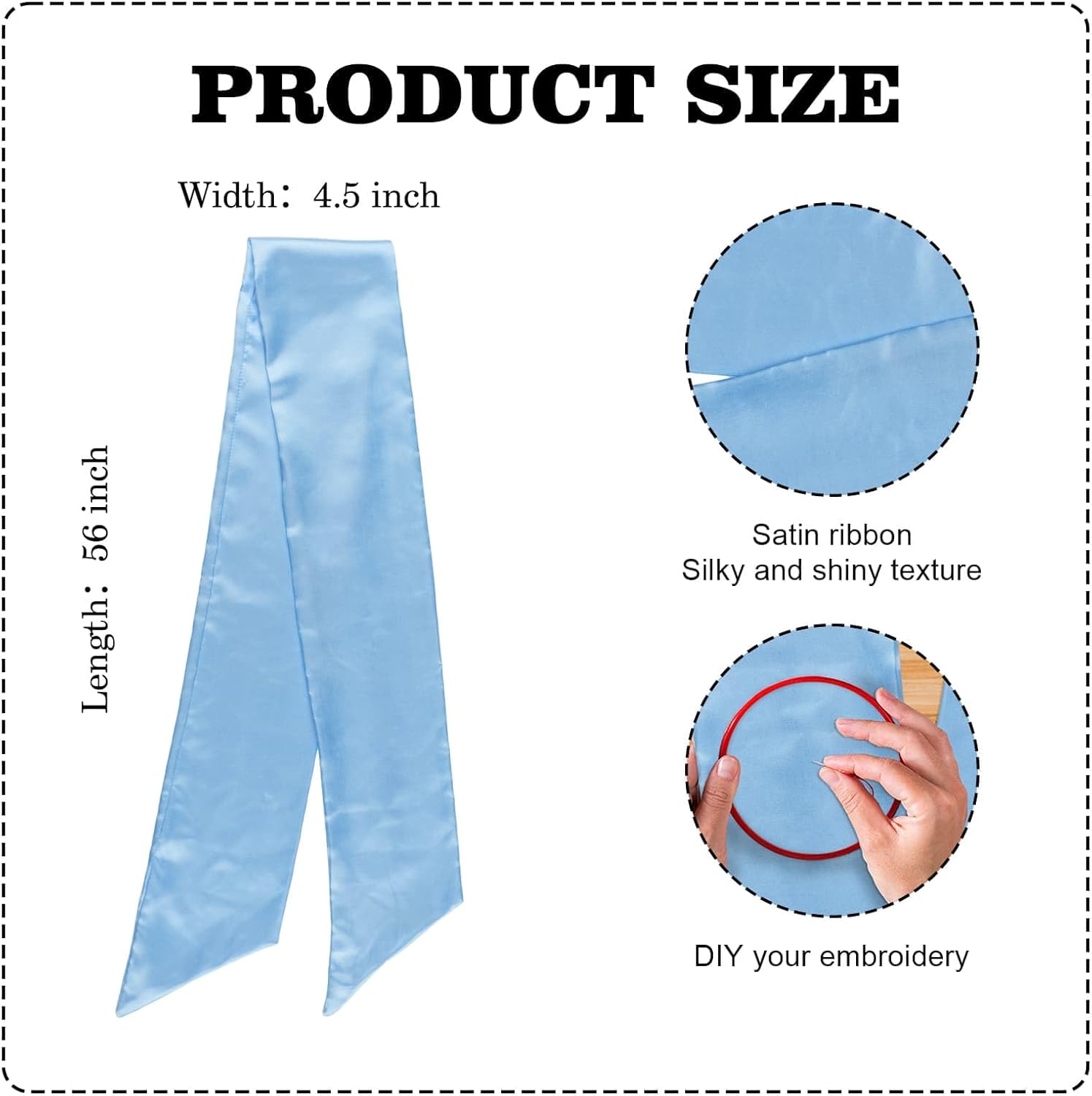 Skiennix Wreath Sash - Blue Satin Ribbon for Front Door | 4.5" x 56" - Perfect for Holiday Decor
