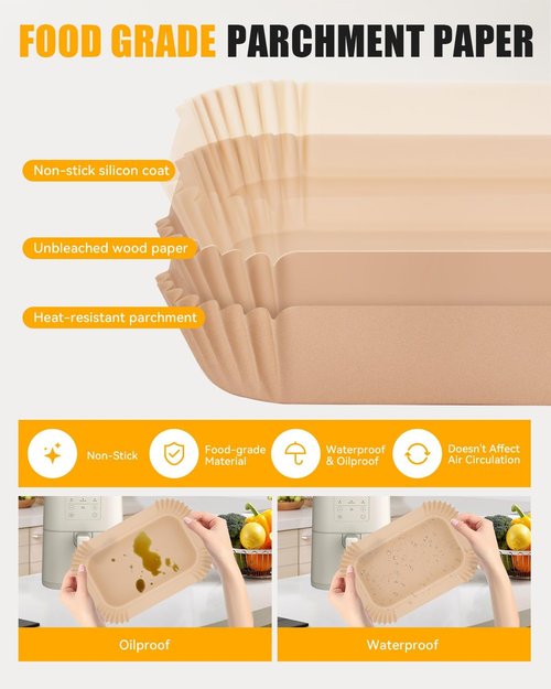 Bella 130PC Air Fryer Paper Liners - Non-Stick, Food-Grade Parchment for 4Qt Slim Air Fryer