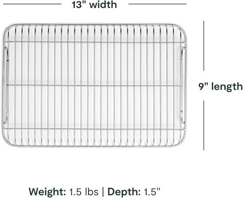Caraway Stainless Steel Cooling Rack - 9" x 13" - Ideal for Cooling Baked Goods & Icing - Fits Small Baking Sheet